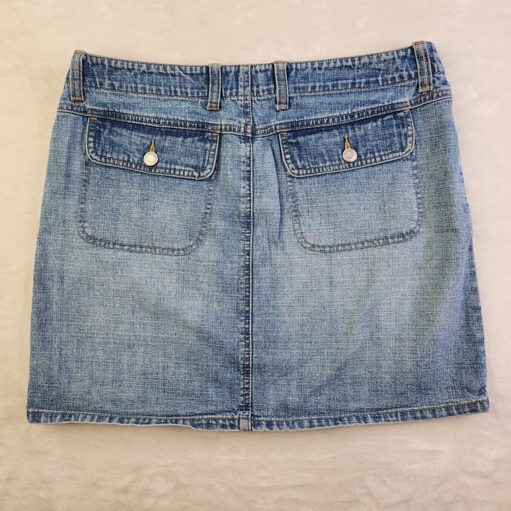 Vintage 90s Old Navy Denim Mini Skirt 8 Flap Pockets Utility Preppy Y2k Bratz